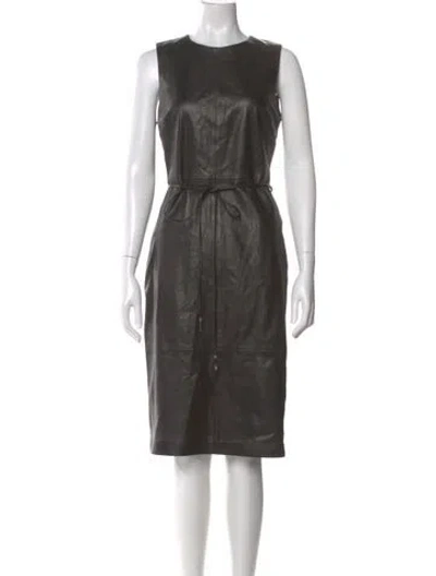 Pre-owned Vince Lamb Leather Midi Length Dress In Black