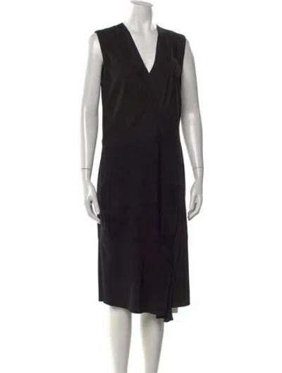 Pre-owned Vince Lamb Leather Midi Length Dress In Black