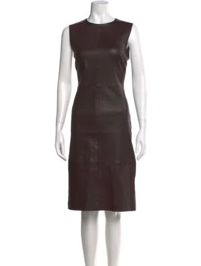 Pre-owned Vince Lamb Leather Midi Length Dress In Burgundy