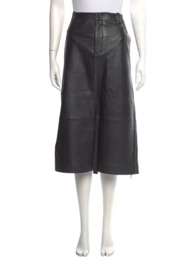 Pre-owned Vince Lamb Leather Midi Length Skirt In Black