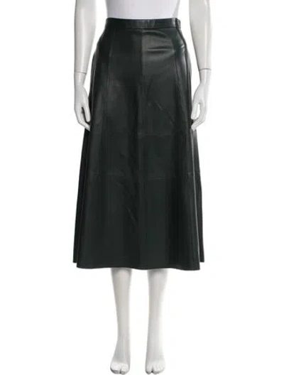 Pre-owned Vince Lamb Leather Midi Length Skirt In Black