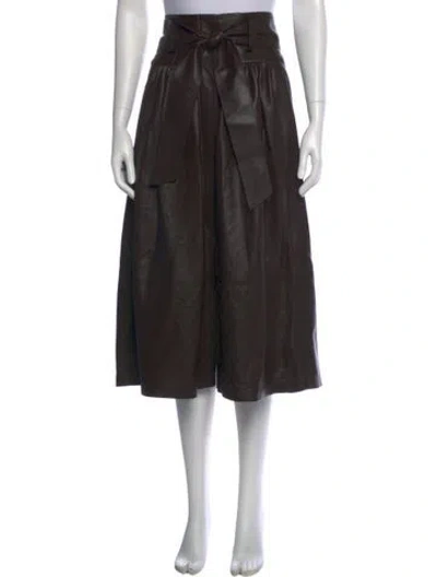 Pre-owned Vince Lamb Leather Midi Length Skirt In Brown