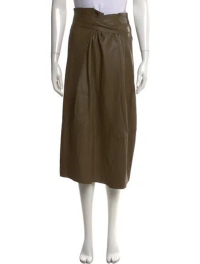 Pre-owned Vince Lamb Leather Midi Length Skirt In Brown