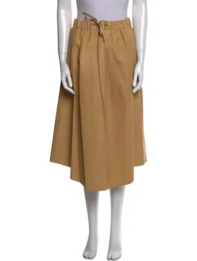 Pre-owned Vince Lamb Leather Midi Length Skirt In Neutral