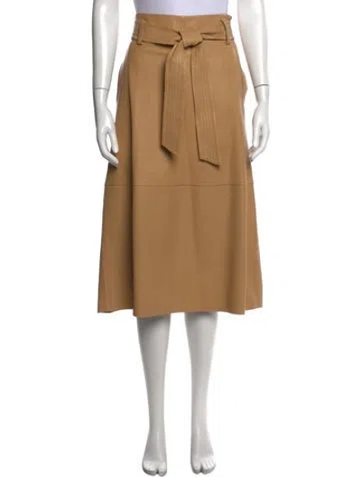 Pre-owned Vince Lamb Leather Midi Length Skirt In Neutral
