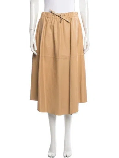 Pre-owned Vince Lamb Leather Midi Length Skirt In Neutral