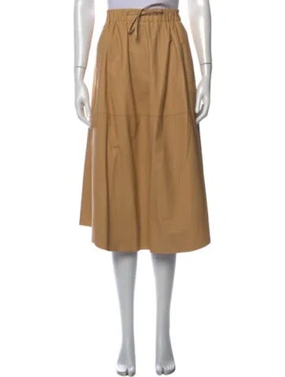 Pre-owned Vince Lamb Leather Midi Length Skirt In Neutrals
