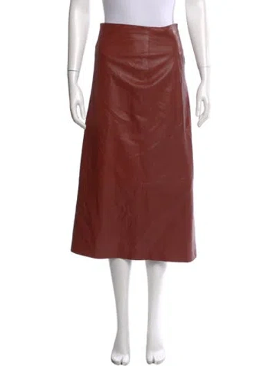 Pre-owned Vince Lamb Leather Midi Length Skirt In Red
