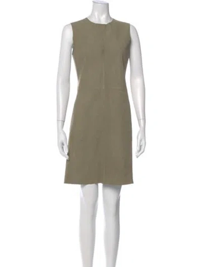 Pre-owned Vince Lamb Leather Mini Dress In Green