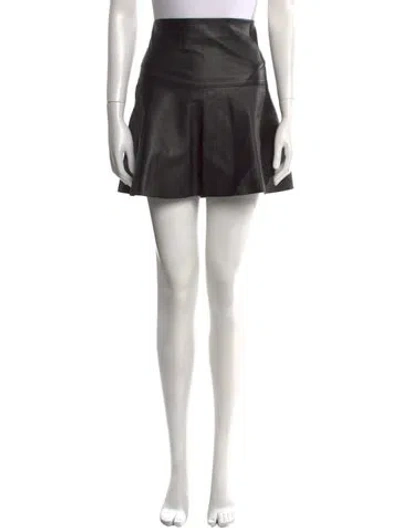 Pre-owned Vince Lamb Leather Mini Skirt In Black