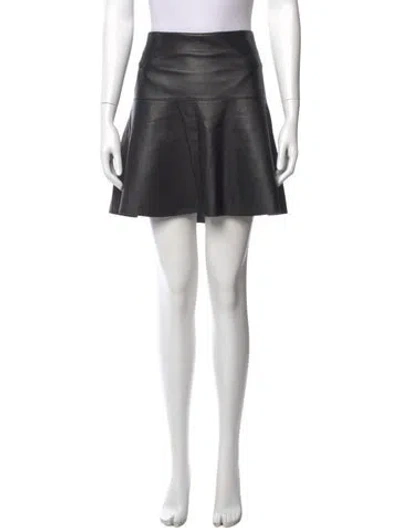 Pre-owned Vince Lamb Leather Mini Skirt In Black