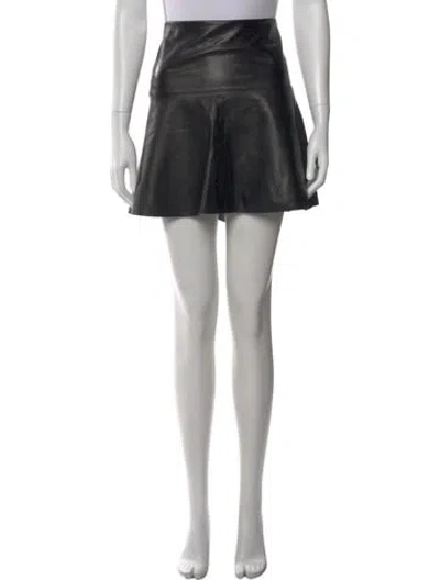 Pre-owned Vince Lamb Leather Mini Skirt In Black