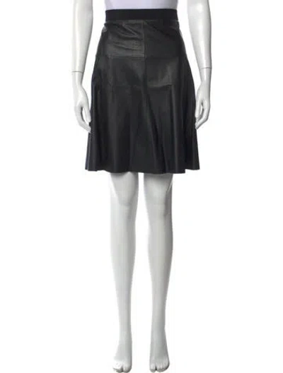 Pre-owned Vince Lamb Leather Mini Skirt In Black