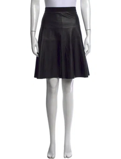 Pre-owned Vince Lamb Leather Mini Skirt In Black