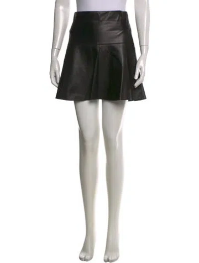 Pre-owned Vince Lamb Leather Mini Skirt In Black