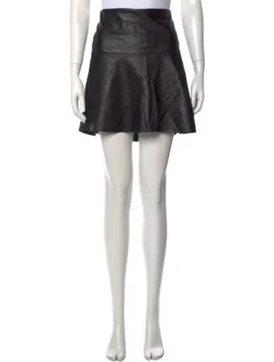 Pre-owned Vince Lamb Leather Mini Skirt In Black