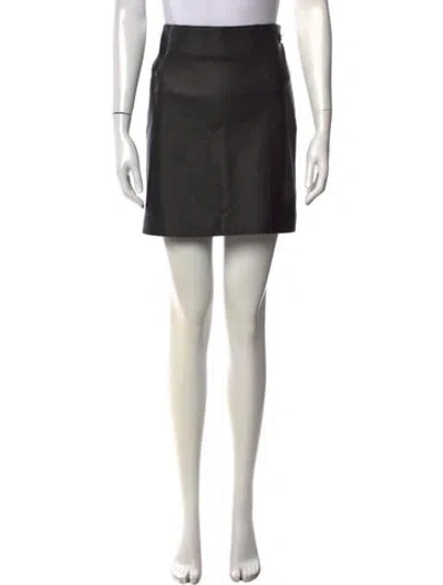 Pre-owned Vince Lamb Leather Mini Skirt In Black
