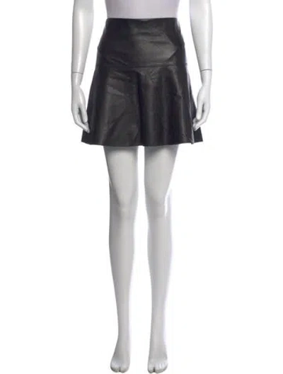 Pre-owned Vince Lamb Leather Mini Skirt In Black