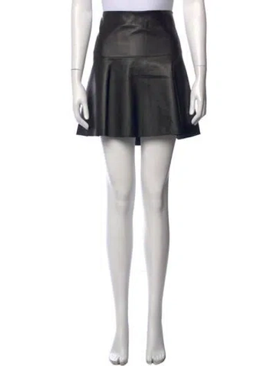 Pre-owned Vince Lamb Leather Mini Skirt In Black