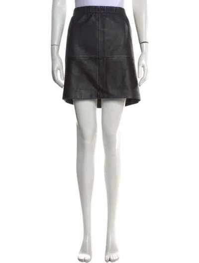 Pre-owned Vince Lamb Leather Mini Skirt In Black
