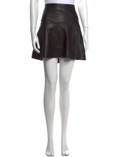 Pre-owned Vince Lamb Leather Mini Skirt In Black