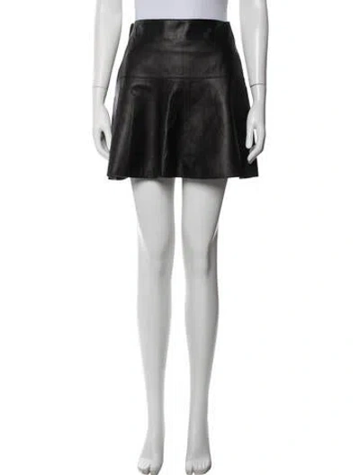 Pre-owned Vince Lamb Leather Mini Skirt In Black