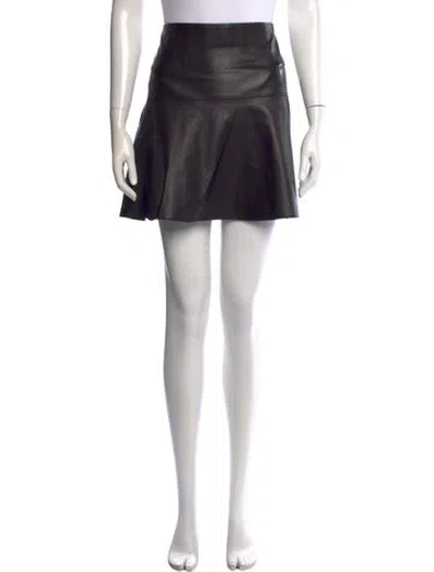 Pre-owned Vince Lamb Leather Mini Skirt In Black