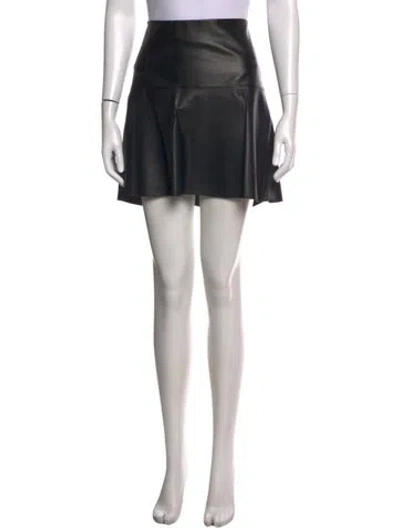 Pre-owned Vince Lamb Leather Mini Skirt In Black