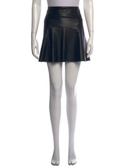 Pre-owned Vince Lamb Leather Mini Skirt In Black