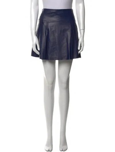 Pre-owned Vince Lamb Leather Mini Skirt In Blue