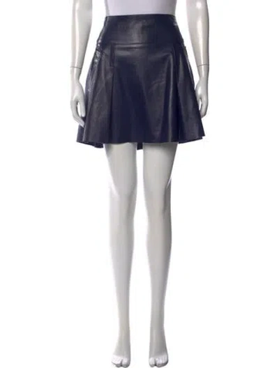 Pre-owned Vince Lamb Leather Mini Skirt In Blue