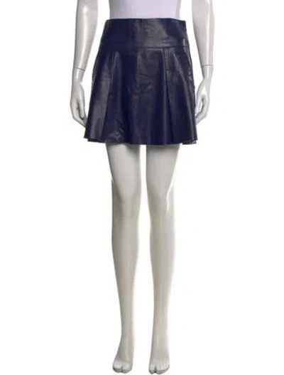 Pre-owned Vince Lamb Leather Mini Skirt In Blue