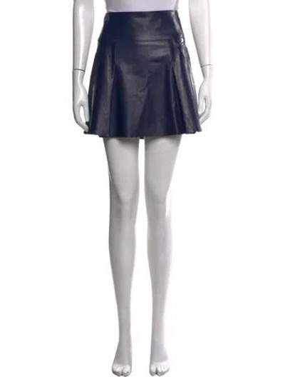 Pre-owned Vince Lamb Leather Mini Skirt In Blue