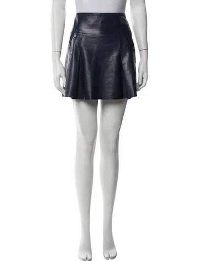 Pre-owned Vince Lamb Leather Mini Skirt In Blue