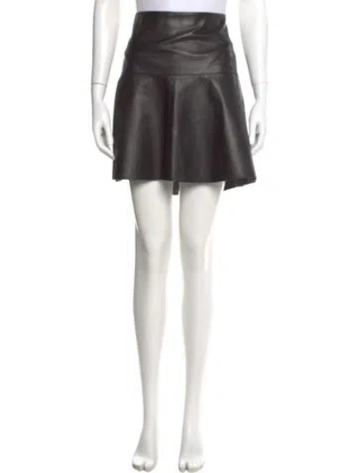 Pre-owned Vince Lamb Leather Mini Skirt In Brown