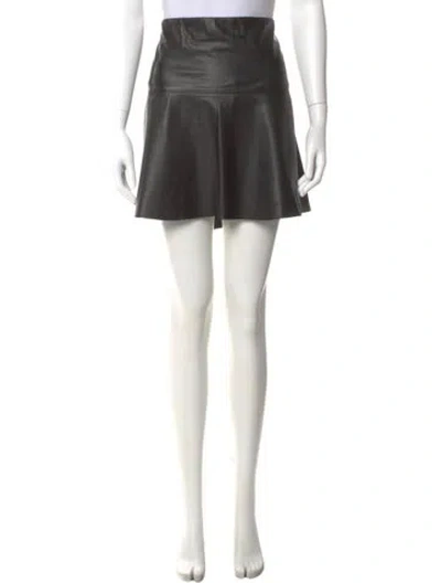 Pre-owned Vince Lamb Leather Mini Skirt In Brown