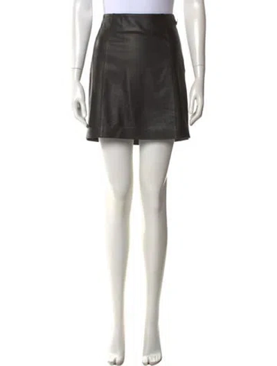 Pre-owned Vince Lamb Leather Mini Skirt In Brown