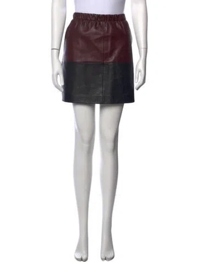 Pre-owned Vince Lamb Leather Mini Skirt In Burgundy