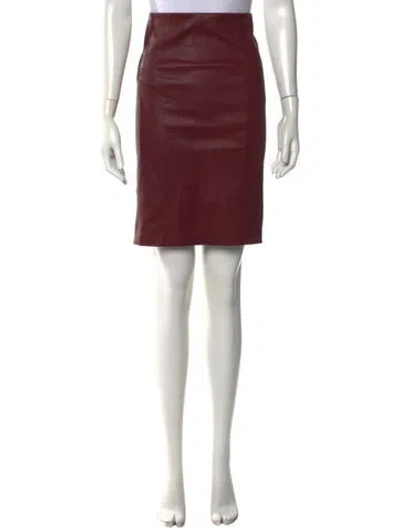 Pre-owned Vince Lamb Leather Mini Skirt In Burgundy