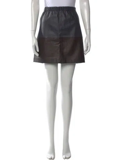 Pre-owned Vince Lamb Leather Mini Skirt In Multi