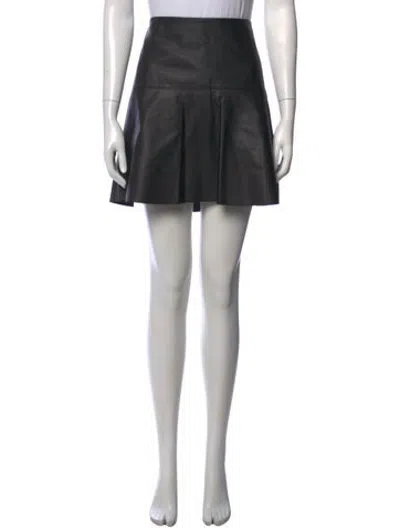Pre-owned Vince Lamb Leather Mini Skirt W/ Tags In Black