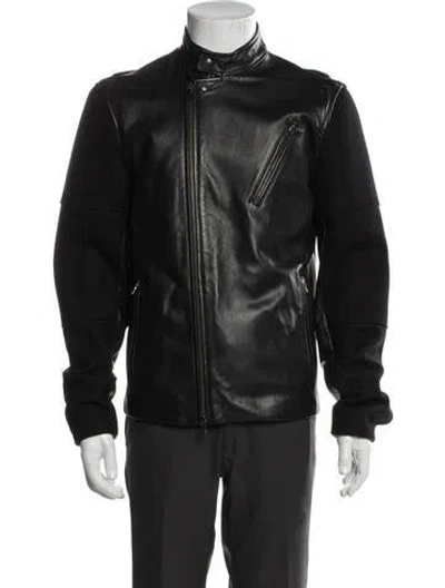 Pre-owned Vince Lamb Leather Moto Jacket In Black