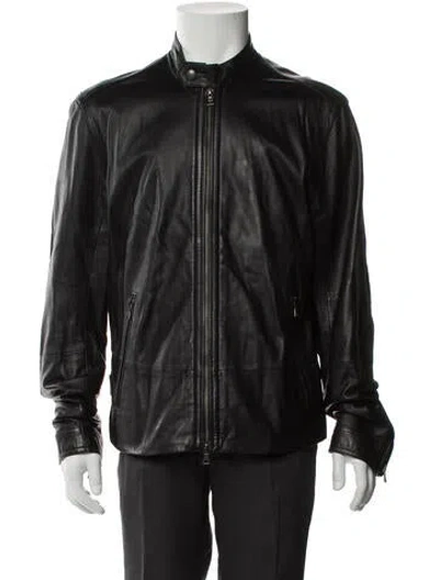 Pre-owned Vince Lamb Leather Moto Jacket In Black