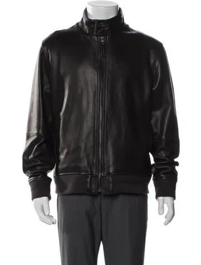 Pre-owned Vince Lamb Leather Moto Jacket In Black