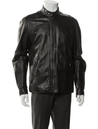 Pre-owned Vince Lamb Leather Moto Jacket In Black