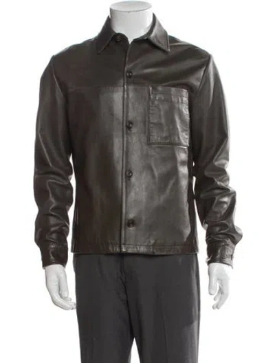 Pre-owned Vince Lamb Leather Moto Jacket In Brown