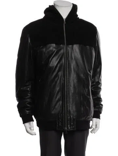 Pre-owned Vince Lamb Leather Puffer Coat In Black