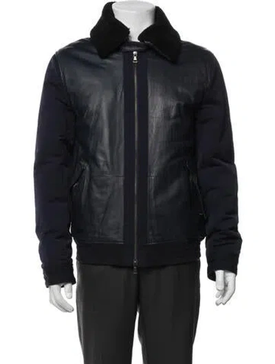 Pre-owned Vince Lamb Leather Puffer Coat In Gray