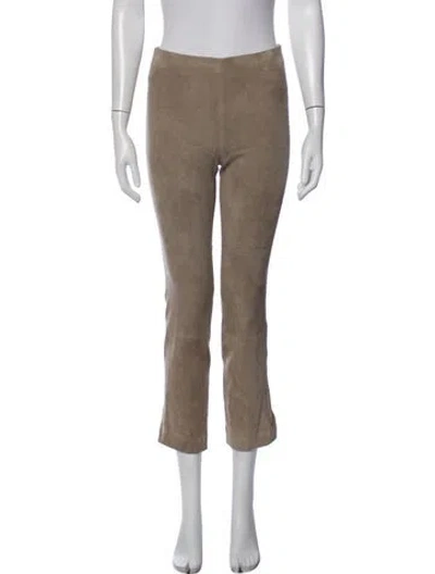 Pre-owned Vince Lamb Leather Straight Leg Pants In Neutrals