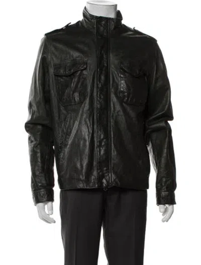 Pre-owned Vince Lamb Leather Utility Jacket In Green